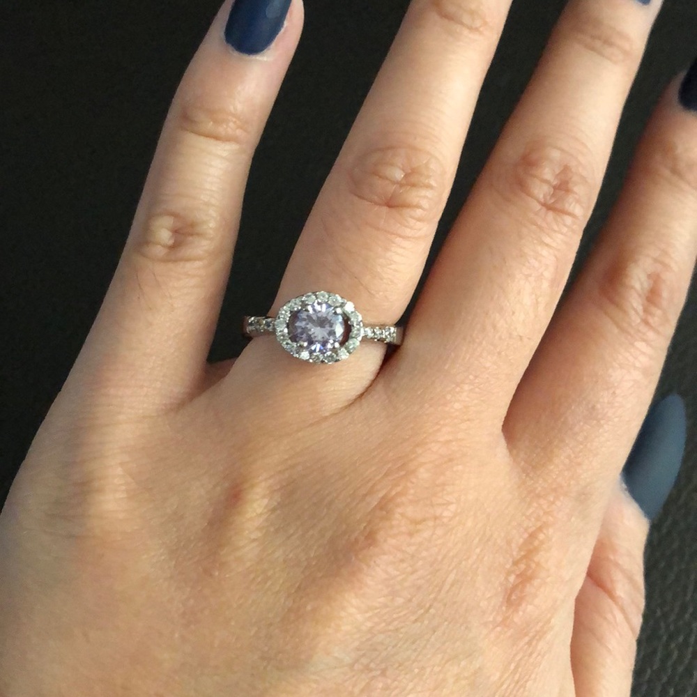 Purple pink crystal ring